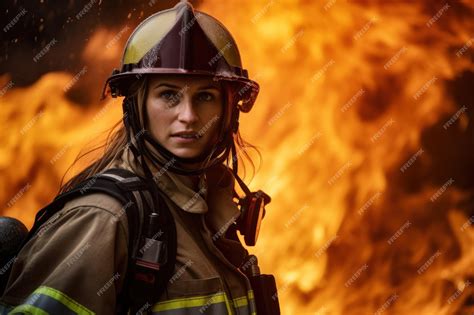 Premium AI Image | A woman wearing a firefighter uniform