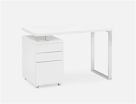 Structube Manchester Lacquered Desk With Storage Cabinet Desk 76cm x 120cm x 60cm in White in ...