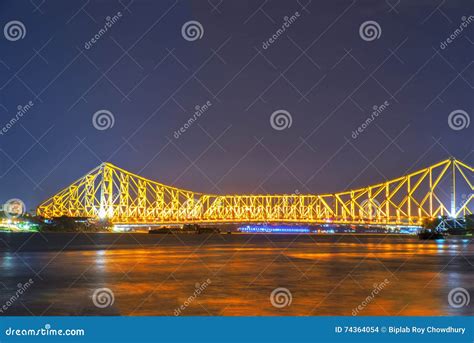 Night View of Howrah Bridge Stock Photo - Image of tour, water: 74364054