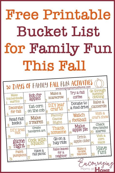 the free printable bucket list for family fun this fall