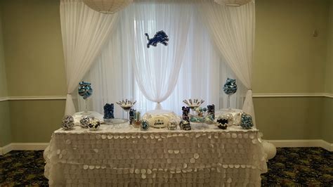 Detroit Lions Goodie Table | Table decorations, Table, Bling candy buffet