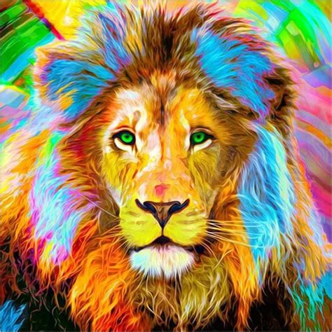 Aliexpress.com : Buy 100% Full 5D Diy Daimond Painting "Colorful Lion ...