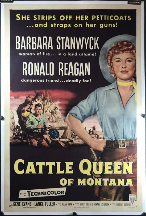 CATTLE QUEEN OF MONTANA, Original Vintage Ronald Reagan Movie Poster ...