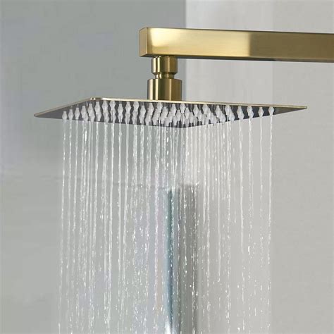 Modern Luxury 8" Square Rain Shower Head Wall Mounted Solid Brass ...