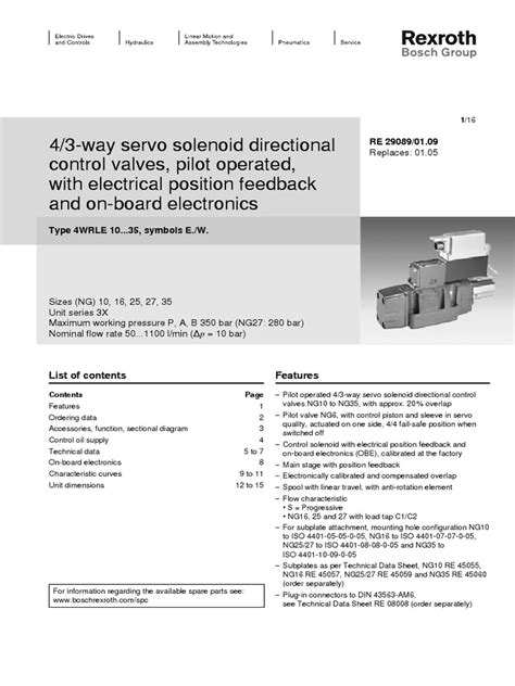 SERVO DIRECTIONAL VALVE 4WRLE 10... 35 Symbols E..W WITH OBE AND FEEDBACK RE29089 | PDF