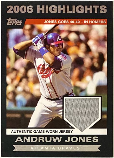 Andruw Jones 2007 Topps Atlanta Braves Baseball Highlights Card w/Piece of Game-Worn Jersey ...