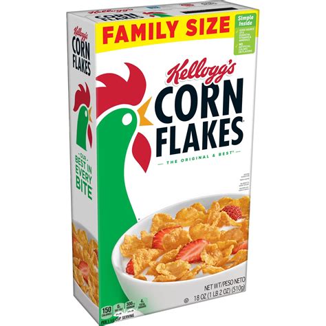 Buy Kellogg’s Corn Flakes Cold Breakfast Cereal, 8 s and Minerals, y Snacks, Family Size ...