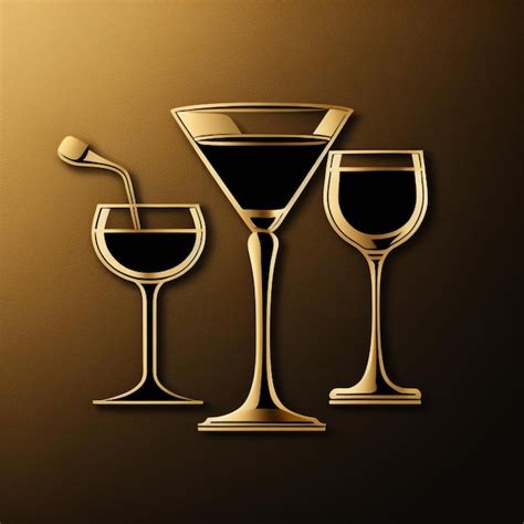 Premium AI Image | Cocktail glass and Wine glass logo Color Gold Black ...