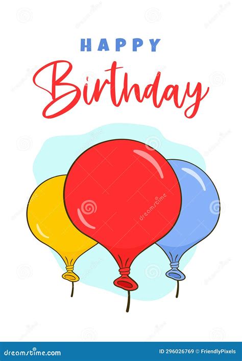 Birthday Card. Happy Birthday Lettering and Colorful Balloons Stock Illustration - Illustration ...