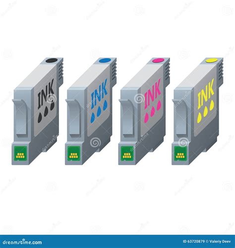 CMYK Ink Cartridges in Isometric. Stock Vector - Illustration of print, liquid: 63720879