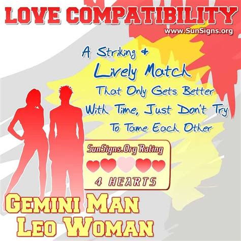 Gemini Man And Leo Woman Love Compatibility | Sun Signs