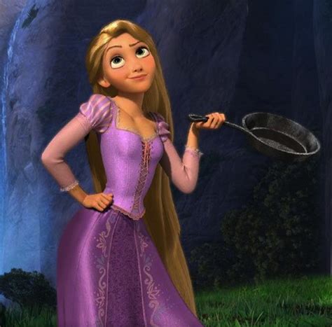 Rapunzel with her Frying Pan. | Disney movie trivia, Disney rapunzel, Tangled rapunzel