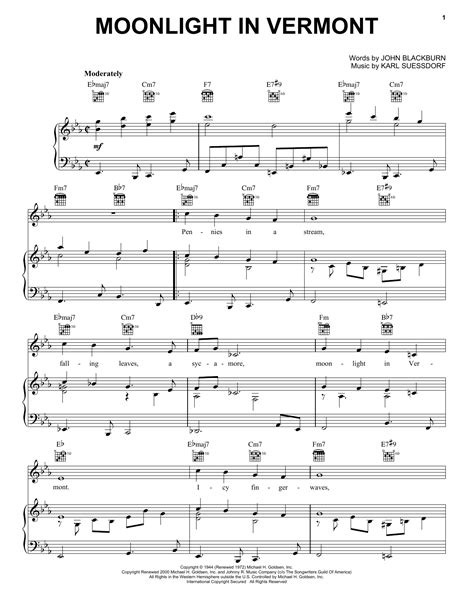 Moonlight In Vermont | Sheet Music Direct