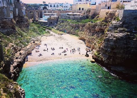 The beautifull beach in Polignano a Mare (Apulia in Italy) - the small ...