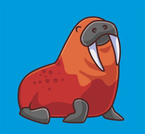 cute walrus happy. isolated cartoon animal illustration. Flat Style Sticker Icon Design Premium ...