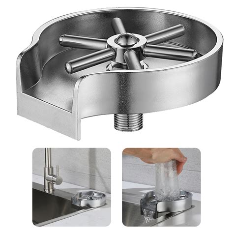 Glass Rinser for Kitchen Sink Bottle Cup Washer for Sink Attachment Bar ...