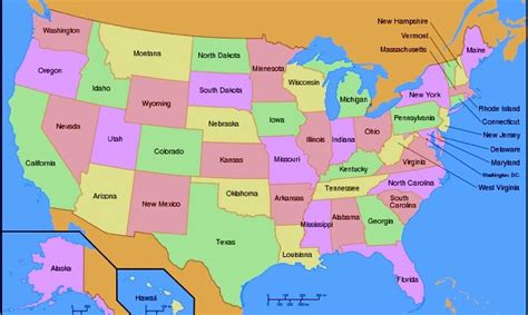 Map of 52 States in USA