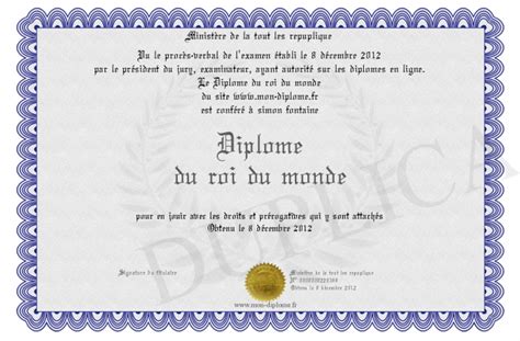 Diplome du roi du monde