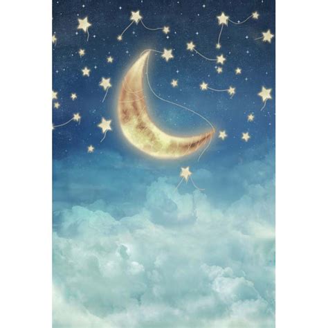 starry night backdrop for baby shower photo backgrounds stars and moon ...