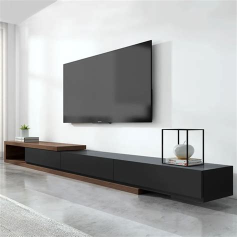 Retractable Wood TV Stand with 3 Drawers