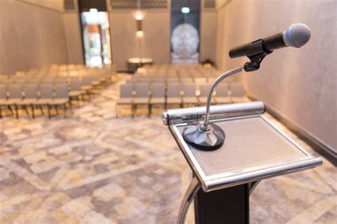 Microphone on the podium stock image. Image of lecture - 139781631