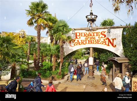 Pirates Of The Caribbean Ride In Adventureland Disneyland Paris Stock ...