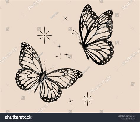 Monarch Butterfly Tattoo Danaus Plexippus Stock Illustration 2172562663 ...