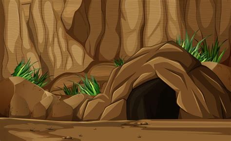 Background scene with cave in mountain 454986 Vector Art at Vecteezy