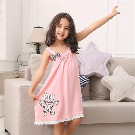 Hot Sale Cute New Summer Children'S Pajamas Girls Nightgown Dress Bow Kid Sleepwear Cotton ...