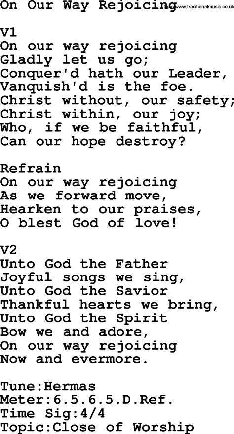 Adventist Hymn: On Our Way Rejoicing - Christian Song lyrics, with PDF