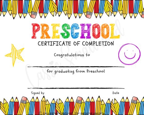 20 Preschool And Kindergarten Graduation Certificates (FREE PRINTABLE) - Cassie Smallwood ...