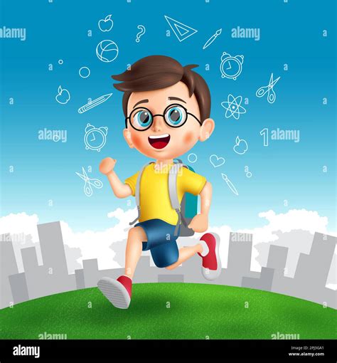 Back to school boy vector design. Back to school male student character ...