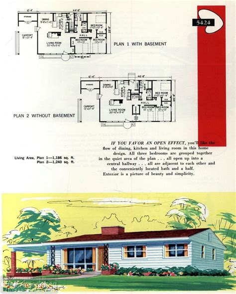 Original vintage exteriors and floor plans for American houses built in ...