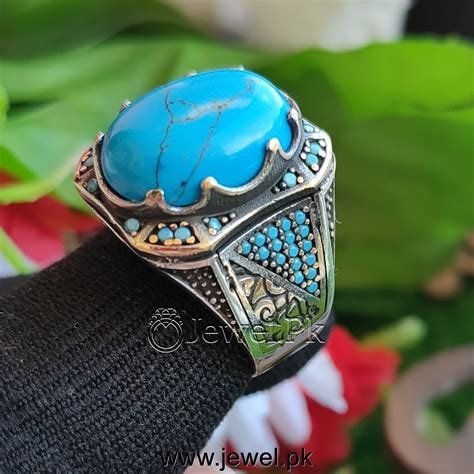 Turkish Ring - Feroza Stone - Silver 925 Masterpiece Heavy Ring