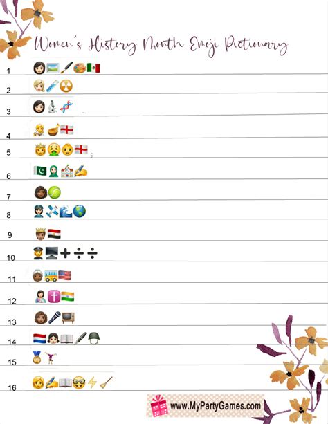 Free Printable Women’s History Month Emoji Pictionary Quiz