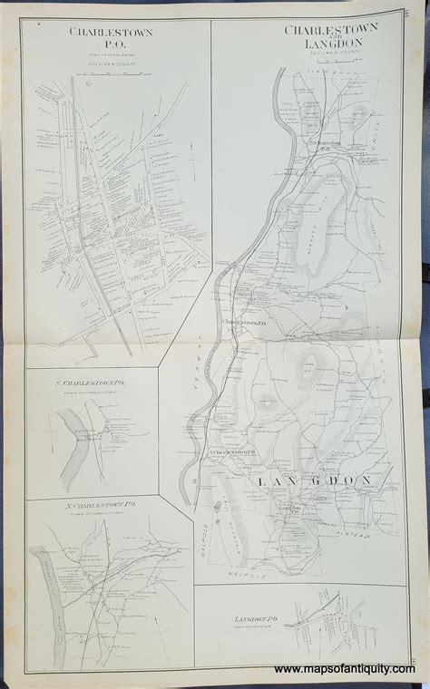 1892 - Charlestown and Langdon (NH) - Antique Map – Maps of Antiquity