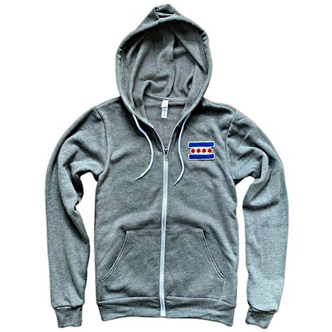 Chicago Flag Patch Zip-Up Hoodie - Chitown Clothing