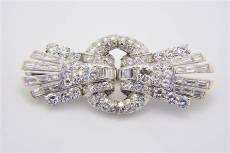 Art deco diamond brooch | Double clip brooch | Jethro Marles