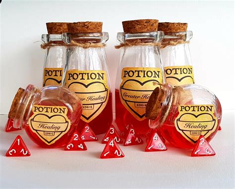 Greater Healing potion D&D with polyhedral dice and red | Etsy