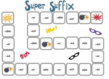 Super Suffix Board Games with Activity Sheet by Bilingual4ever | TPT