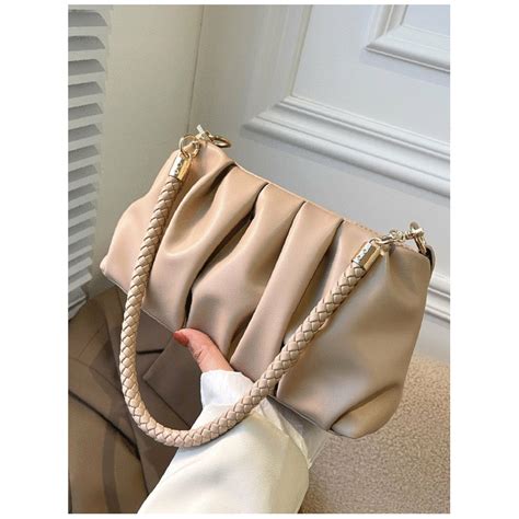 Olivia Mark - Minimalist Braided Strap Ruched Bag - Women Shoulder Bags