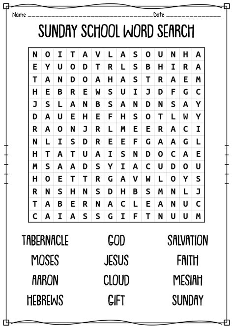 Kids Sunday School Activities Printable