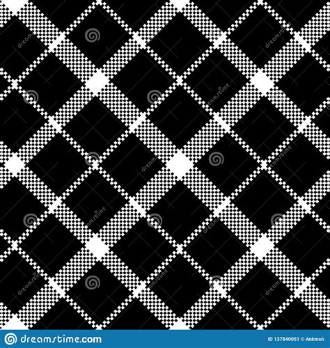 Flower of Scotland Tartan Black Pixel Fabric Texture Seamless Pattern ...