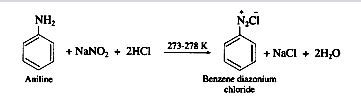 Write the chemical equation for the diazotisation of aniline