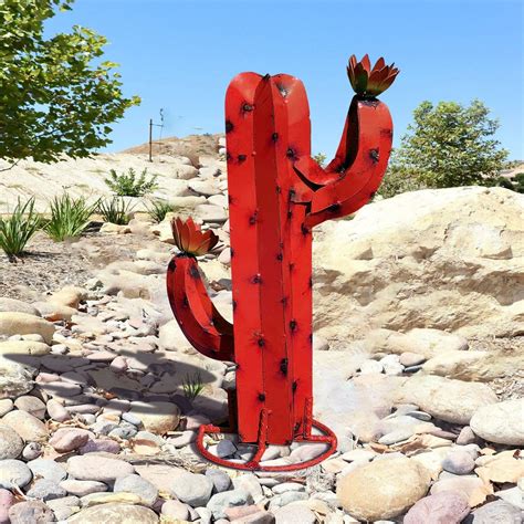 Mexican Metal Cactus Sculpture Multicolor Funny Art Garden | Etsy