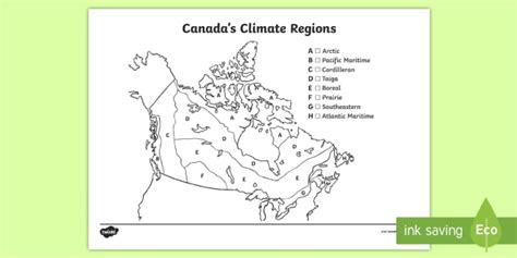 8 Climate Regions of Canada Map | Resources for Grades 4-6