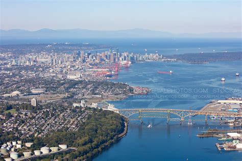 Aerial Photo | Burrard Inlet, Ironworkers Memorial Bridge