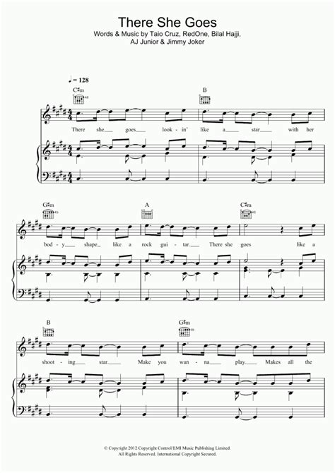 There She Goes Piano Sheet Music | OnlinePianist