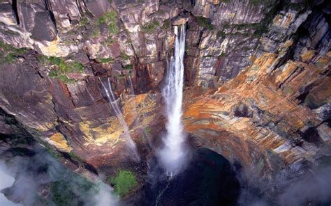 angel falls venezuela waterfall mountain cliff nature mist, HD ...