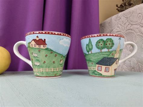 Sango China Cups Green Acres Cups 4873-20 Pattern Set of 2 | Etsy | China cups, Farm scene, Cow ...
